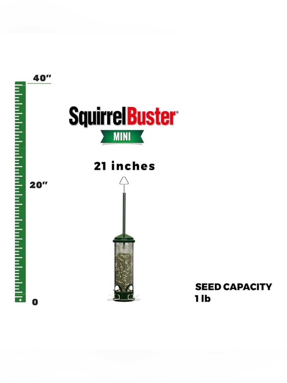 Squirrel Buster Mini Wild Bird Feeder - Green - NIB - Picture 8 of 8